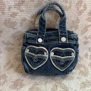 GAP Blue Mini Denim Bag with Heart Design